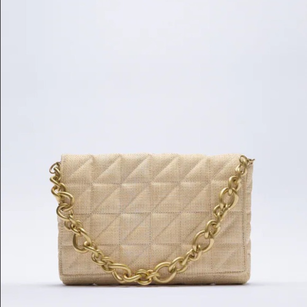 Zara quilted gold chunky chain shoulder bag